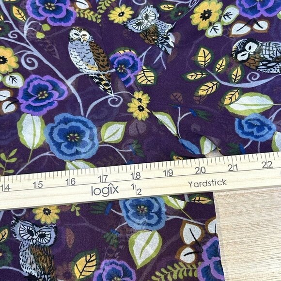 Kensie Tunic Dress Sheer Womens Fall Dress Halloween Dress Owls Plum Floral Sz L - Picture 6 of 13